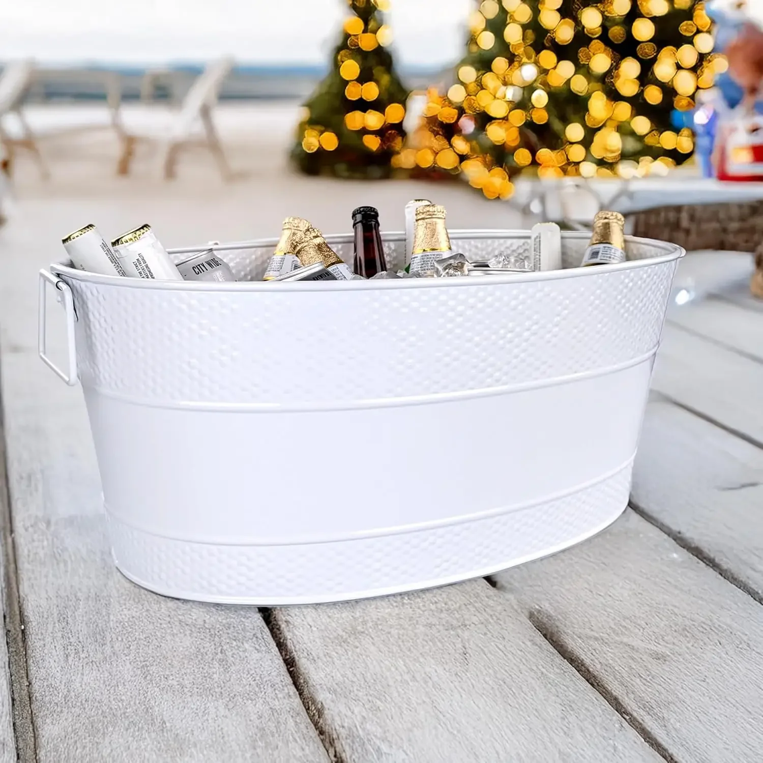 Galvanized Beverage Tub for Parties, Metal Ice and Drink Bucket Beverage Tub, Large Drink Cooler for Parties Large Wine Basket