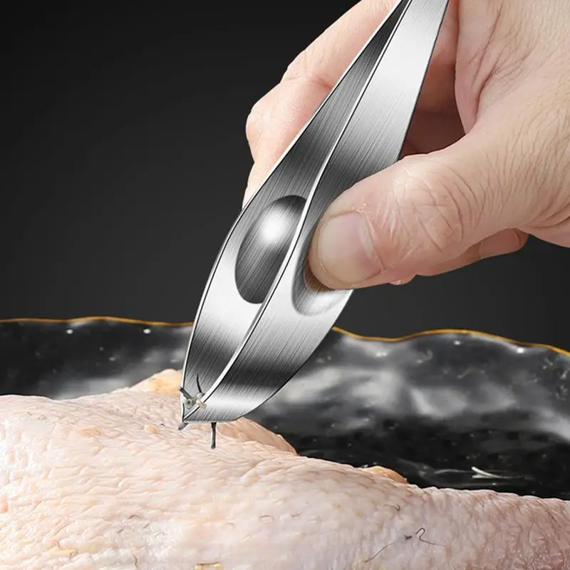 Kitchen Tweezers Fishbone Clips Meat Hair Tweezers Plucker Remover Tool Exquisite Pig Hair Pliers Remover Tool Multifunctional