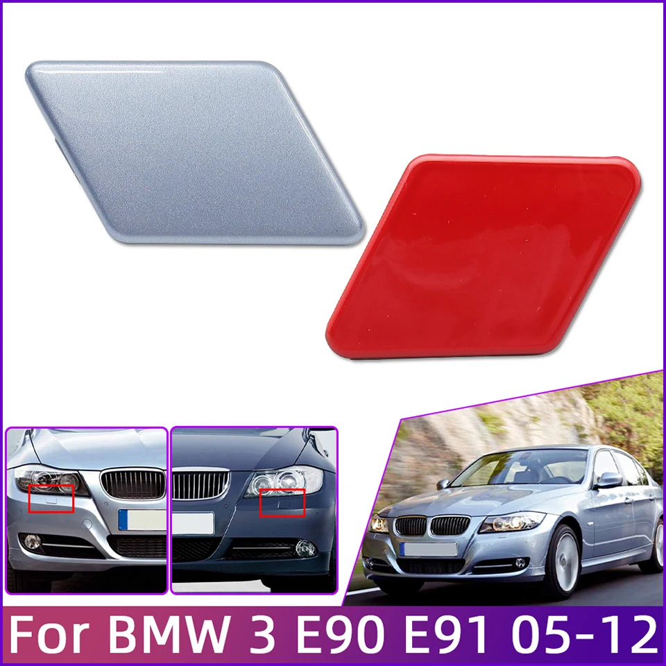 

For BMW 320 325 328 330 335 E90 E91 LCI 2005-2008 2009-2012 Auto Headlight Washer Nozzle Cover Headlamp Water Spray Lid Painted