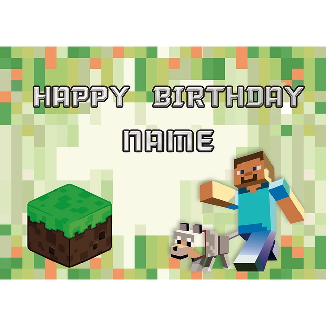 Custom Name Photophone Backdrops Pixel Game Themed Birthday Banner Photo Background Children Baby Boy Party Decor Photocall Coffee