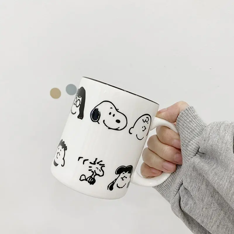 Kawaii Snoopy Mug Ceramics Breakfast Milk Cup Anime Coffee Water Cup Ins Dormitorio Office Home Handle Anti Scottatura Per Ragazze