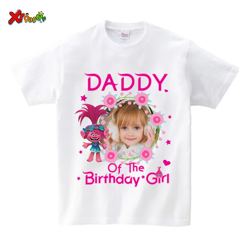 Birthday Tshirts for Family Matching Outfits Girl T Shirt Shirt Birthday Party Clothing Outfit Personalized Name Photo Shirt 3rd 4