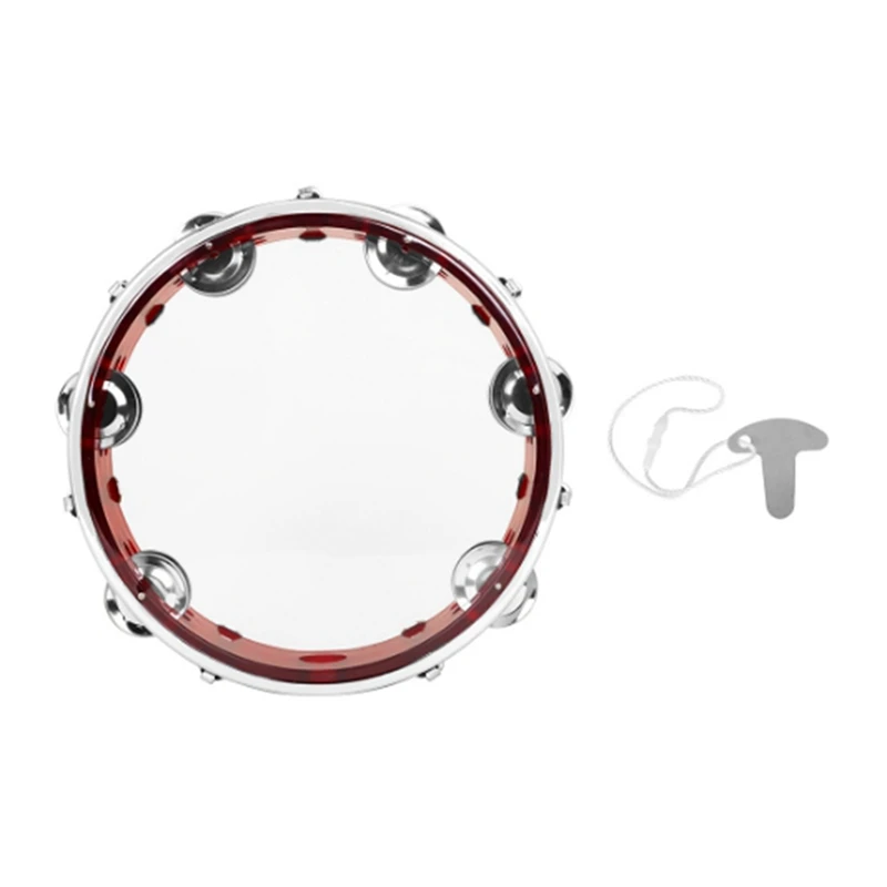 

Tambourines 8 Inch Hand Held Drum For Children And Adults, Tambourine Drum For Orchestra, Drum Set With Key Easy To Use (Red)