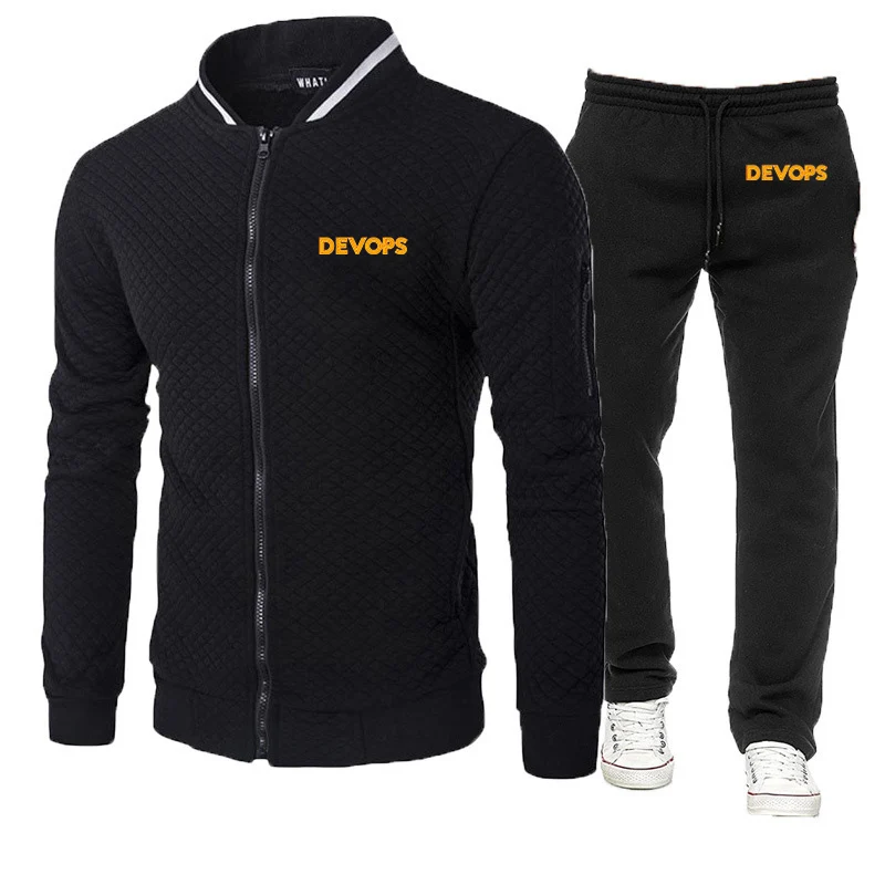DEVOPS - The real definition of DEVOPS 2023 New Men's Fashionable Zipper Jacket Spring Fitness Running Casual Sportswear Suit