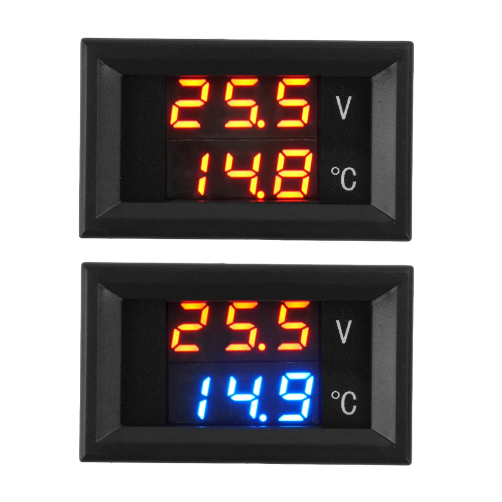 DC4-28VVoltmeterThermometerVoltageandTemperatureRealTimeMonitoringLEDDigitalDisplaywithNTCProbeCable-50-125℃-AliExpress