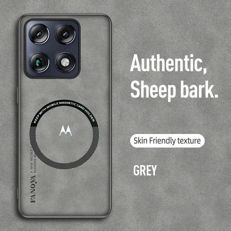 Premium Sheepskin Leather Case with Car Magnetic Mount and Anti-Drop Protection