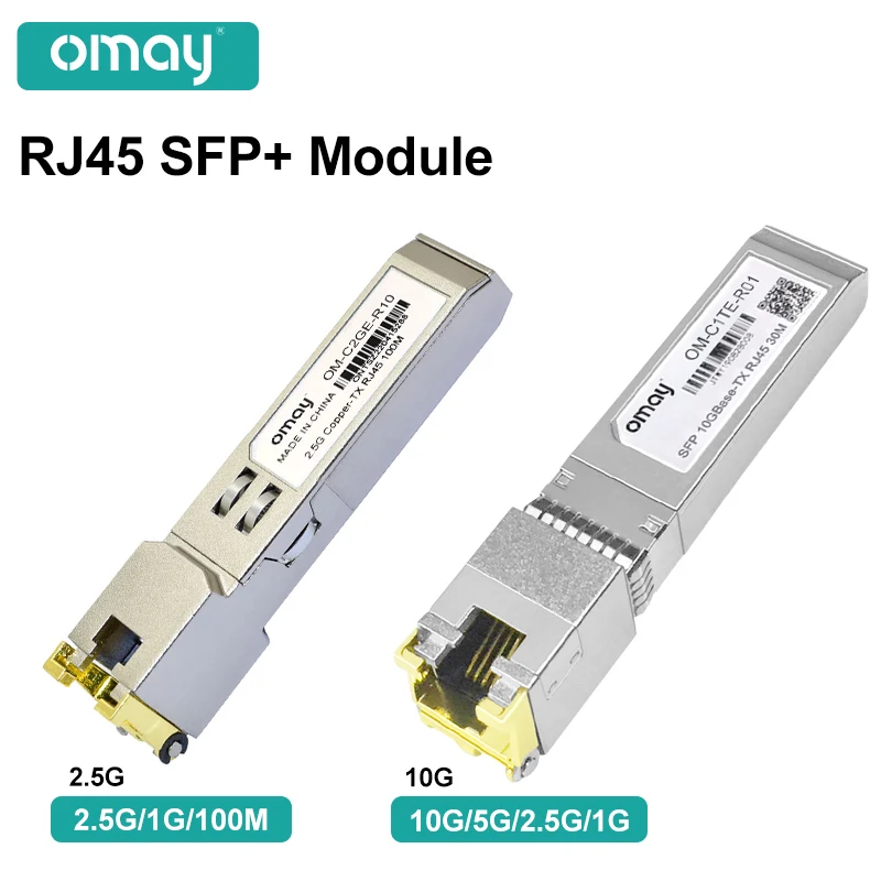 Fiber Optic Transceiver 2.5G 10G RJ45 Copper SFP Module 2.5GBase-Tx Ethernet Fiber Optic FTTH Compatible With Cisco/Mikrotik Switch 100m