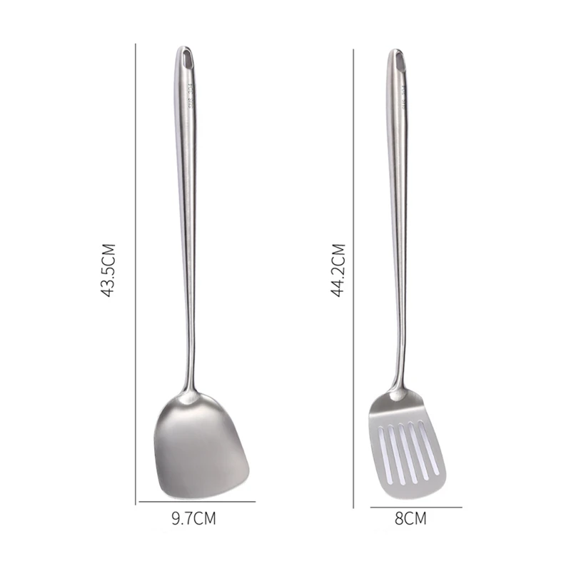 304 Stainless Steel Soup Spoon Cooking Spatula Long Handle Cookware Set Household Colander Frying Shovel Kitchen Gadgets