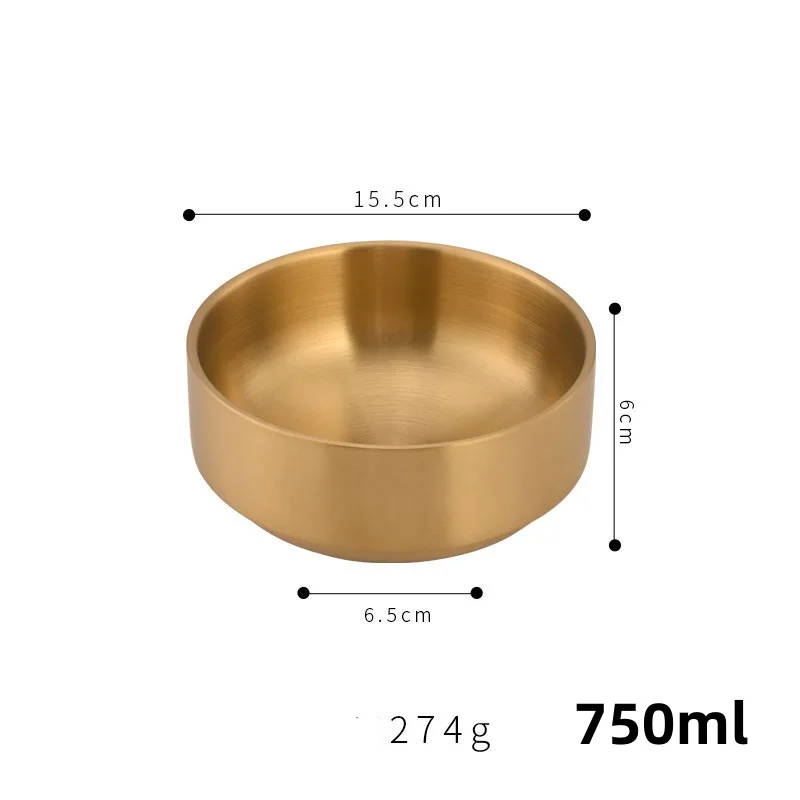 الكورية الفولاذ المقاوم للصدأ رامين وعاء الذهب طبق...