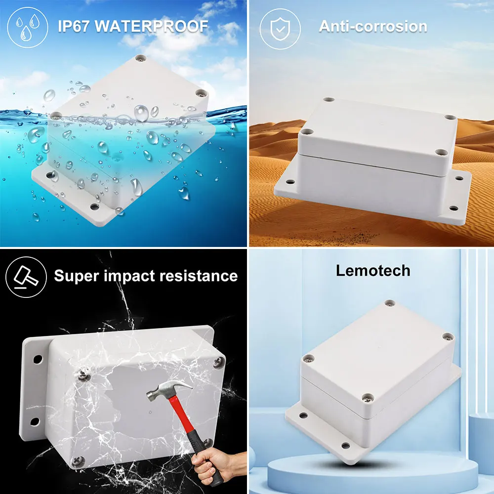 Durable Grey Waterproof ABS Plastic Electronics Project Box with Mounting Features