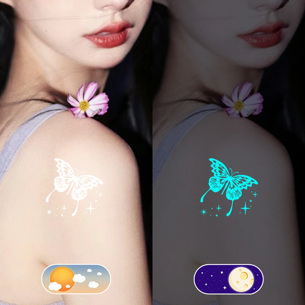 Gloed In De Donkere Vlinder Tattoo Veilig En Gemakkelijk Te Gebruiken Neon  Vlinder Tijdelijke Tatoeages Vlinder Glow Tattoos Glow Party Make-Up -  AliExpress, image size:1000x1000