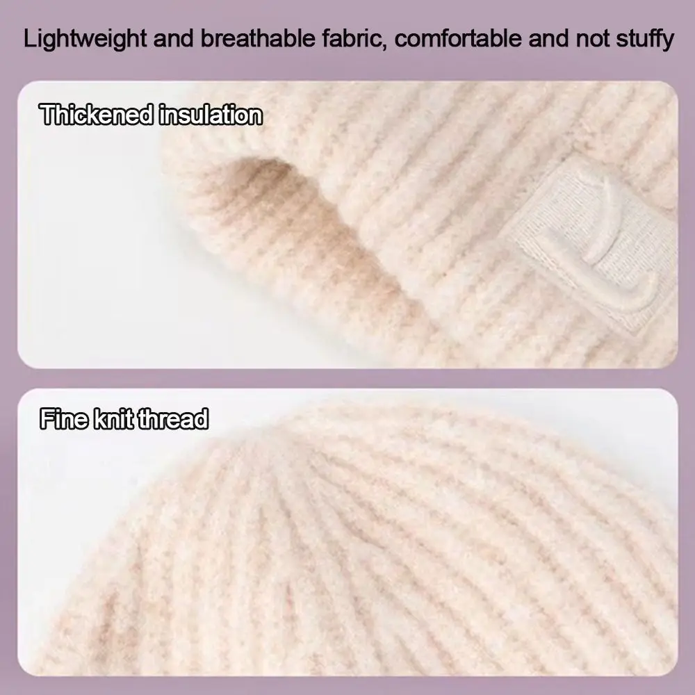 Winter Warm Knitted Cap Casual Solid Color Beanies Windproof Warm Hat Women's Fashion Ear Warmer Cap Hip-hop Bonnet