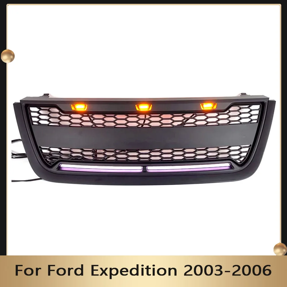 

Suitable For Ford Expedition 2003 2004 2005 2006 Off Road Auto Front Grill Car Grille With Light Bars & Letters Bumper Grid