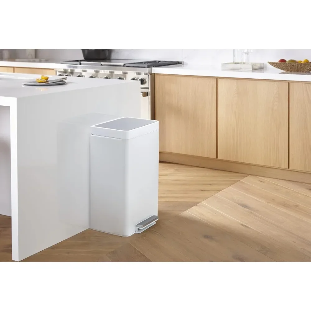 KOHLER K-20940-STW Kitchen Trash Can, 13 Gallon Step Trash Can with Quiet-Close Lid and Hand Free Foot Pedal