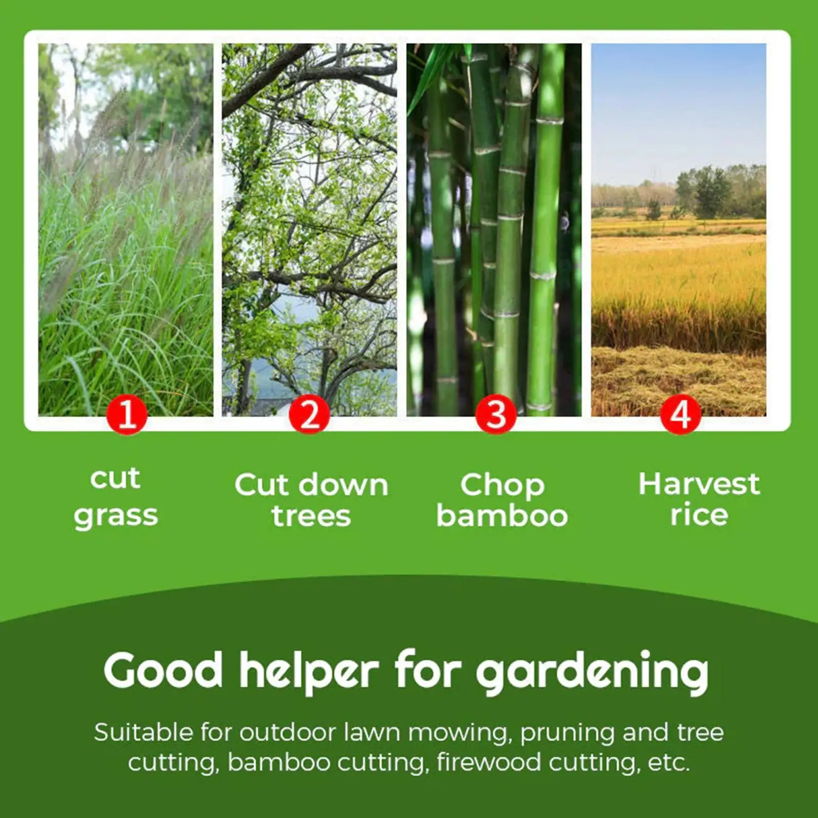 High Manganese Steel Scythe Multifunctional Double Sickle Weeding Garden Wood Sickle Agricultural Tool Chopping Cutting C7B4