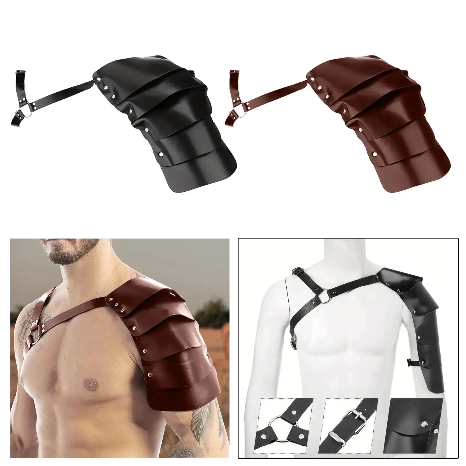 Medieval Single Shoulder Pauldron Body Chest Harness for Costumes Role Playing