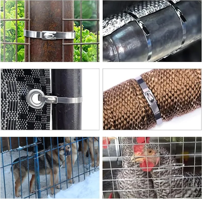 500/20Pcs Stainless Steel Cable Tie Reusable Self-locking Fastening Ring Metal Zip Ties Wire Cable Organizer Exhaust Wrap Straps - Image 6