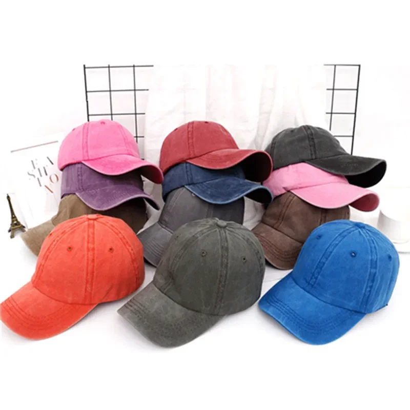 New Unisex Cap Plain Color Washed Cotton Baseball Cap Men & Women Casual Adjustable Outdoor Dad Hats