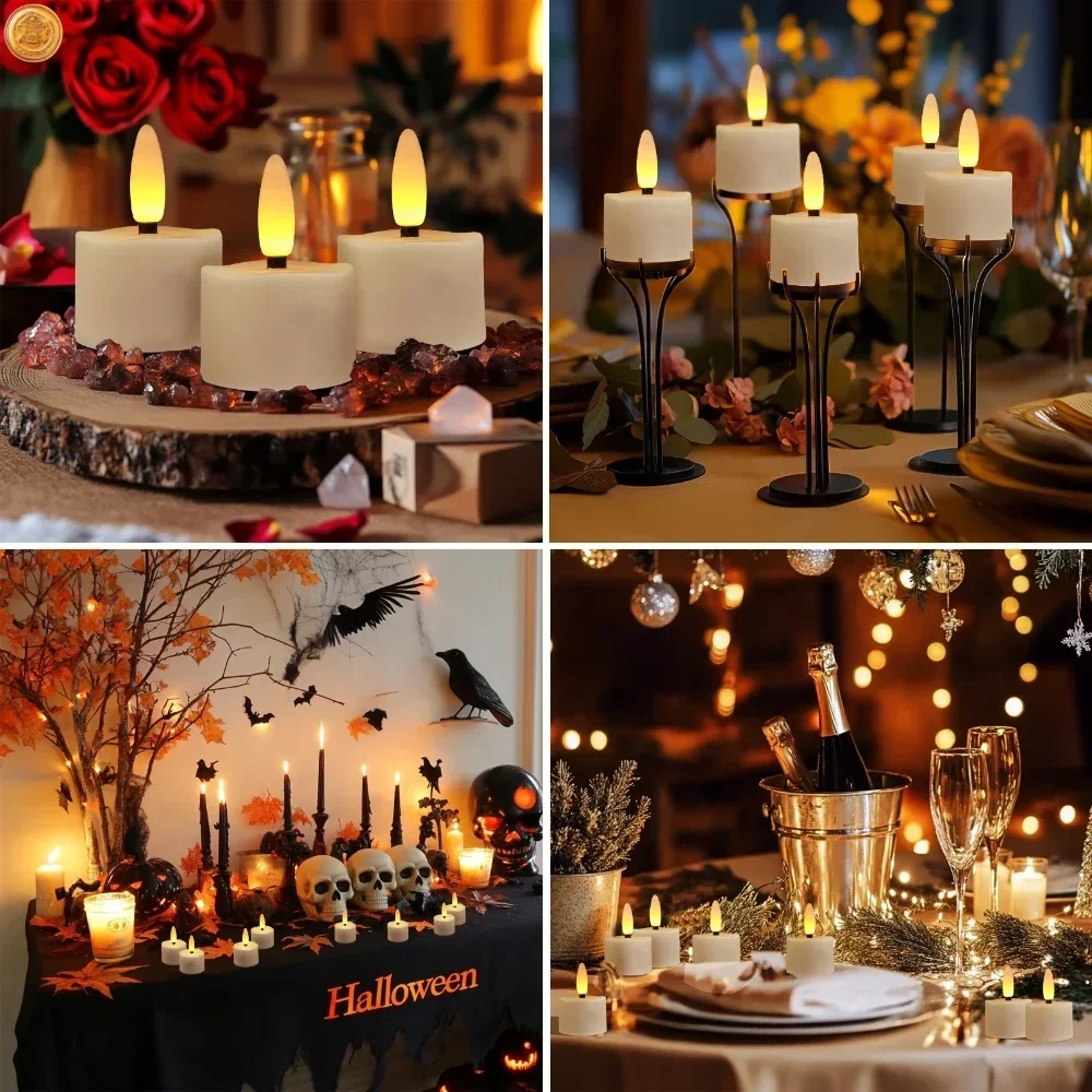 Rechargeable LED Flameless Flickering Tea Light Candles with Remote Timer
