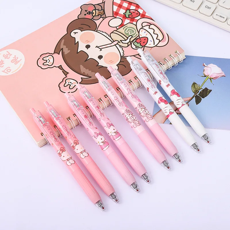 

Набор гелевых ручек Sanrio Kawaii Hello Kitty для девочек, канцелярские принадлежности оптом, ручка перьевая розовая для студентов, школьные принадлеж...