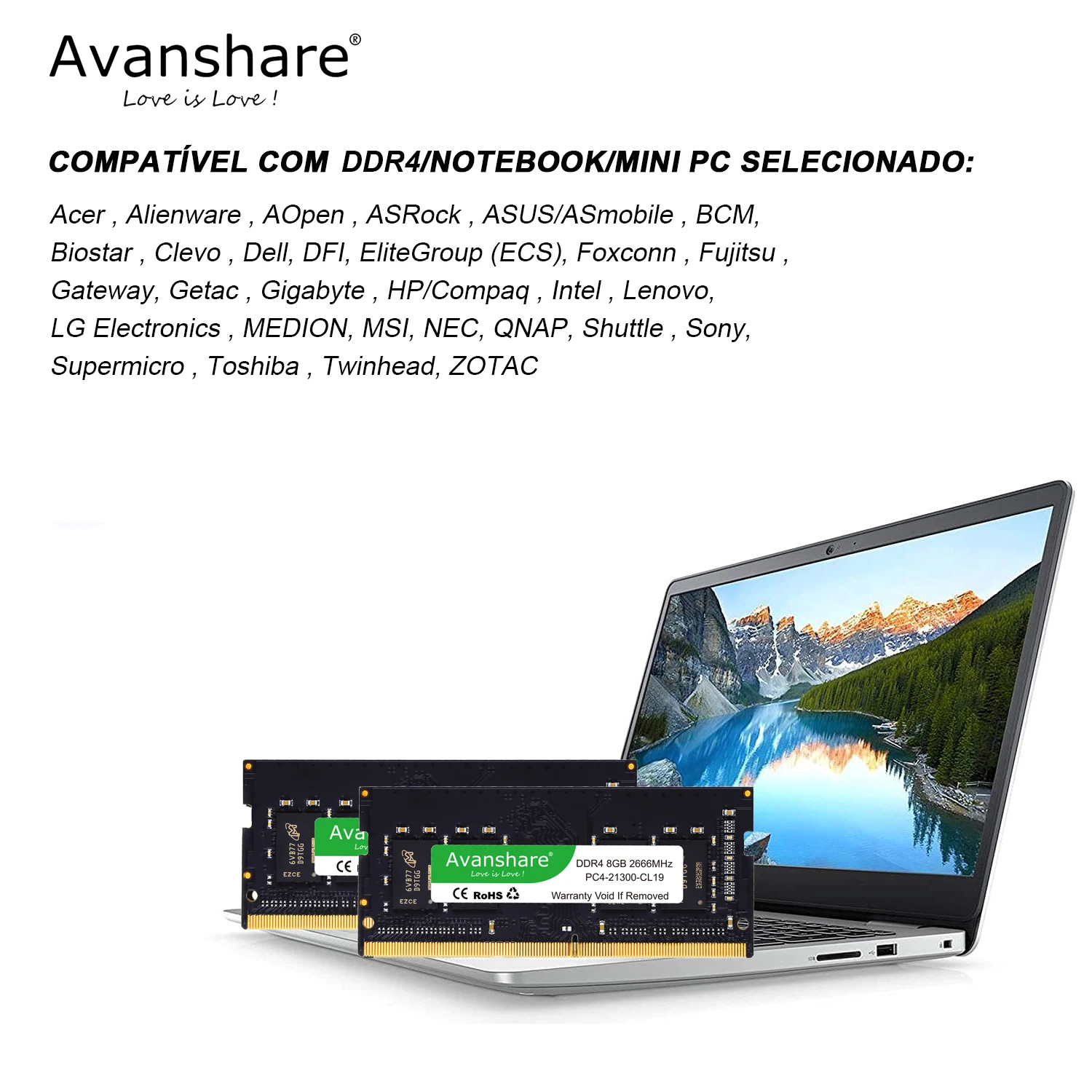 Avanshare Memoria Ram DDR4 8GB 4GB 16GB 2400Mhz 2666Mhz 3200Mhz Sodimm For Notebook Computer High Performance Laptop Memory