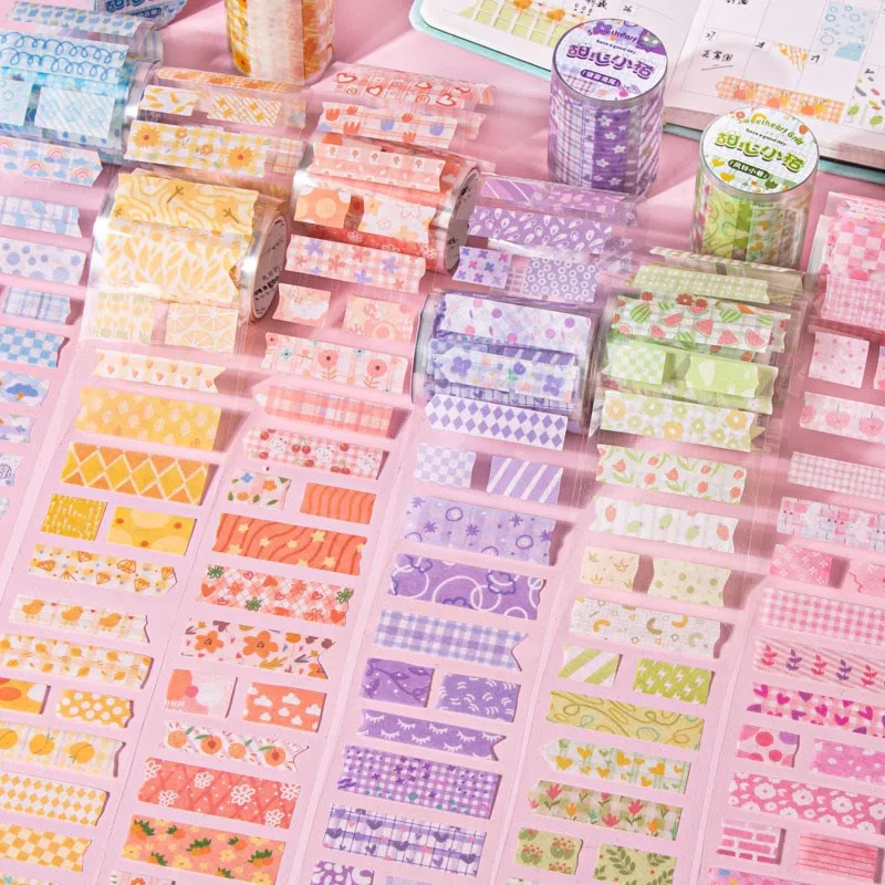 

Kawaii Colorful Lattice series Sticker Tape Scrapbooking Journal Scene Frame Decoration Cute Sticker School Stationery