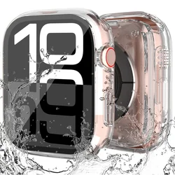 Premium Tempered Glass Screen Protector and Case Cover for Apple Watch - Front and Rear Bumper Protection (Transparent)