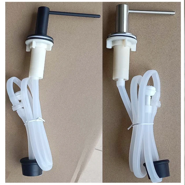 304SS Kitchen Sink Liquid เครื่องจ่ายสบู่เหลวโมเดิร์นเคาน์เตอร์ Built-In ปั๊มโลชั่นหัวซิลิโคนจานล้างผงซักฟอกผู้ถือ 4