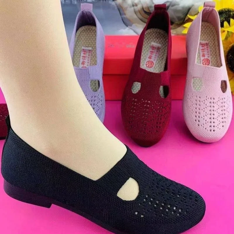 Cloth Shoes Women's Summer New Flat bottomed Fly woven Non slip Soft