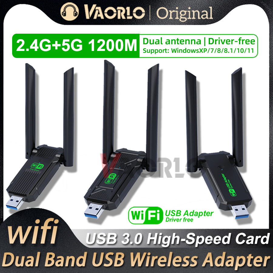 1200Mbps WiFi USB Adapter Dual Band 2.4G+5.Ghz Wi-Fi Dual Antenna 802.11AC USB3.0 High Speed ​​Wireless Card Receiver PC /Laptop