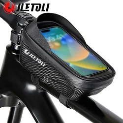 JLETOLI Hard Shell Mountain Bike Bag Road Bike Front Tube Bag Rainproof Mobile Phone Case Sensitive Touch Screen Bike Front Bag