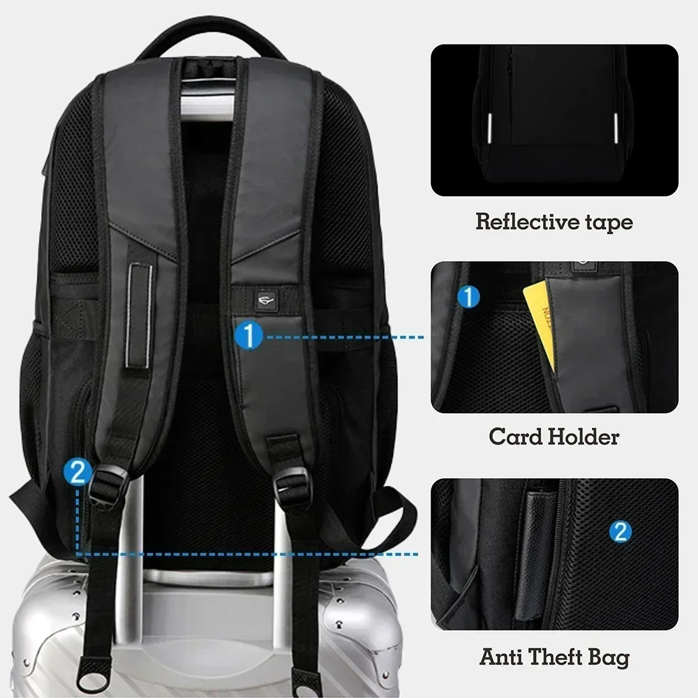 SWISS Men Laptop Backpack Waterproof Anti Theft USB Bag Large Capacity Fashion School Backpack Travel Backpack Back Pack Mochila 4