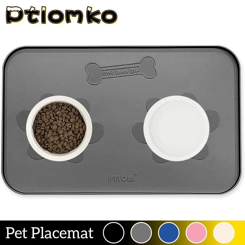 

Dog Food Mat Pet Placemat for Puppy Cat Bowl Pad Dogs and Cats Waterproof Feeding Mat Prevent Food and Water Overflow Silicone