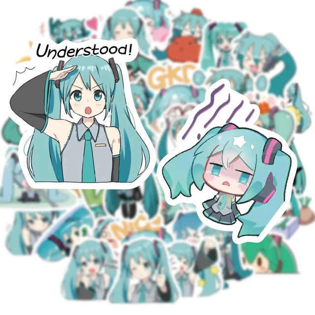 50pcs Miku Sticker Cute Sticker Pack Suitcase Skateboard Hand Account  Sticker Anime Stickers Laptop Skin Toys Hatsune Miku - AliExpress