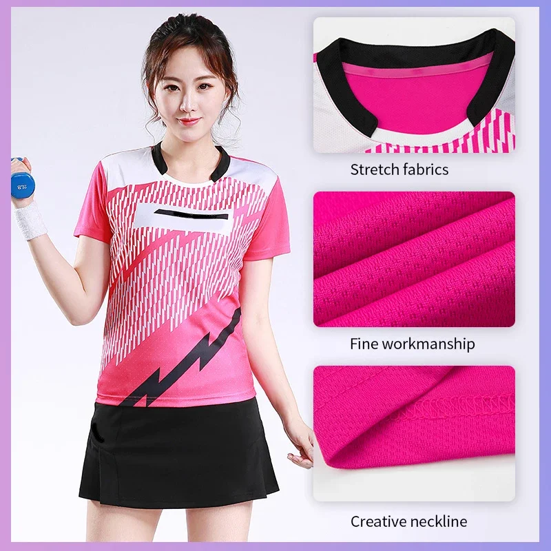 Mens Badminton T-shirt Shorts Set Casual Tennis Jerseys Table Tennis Shirts Shorts Clothes Women Badminton Shirt Sets