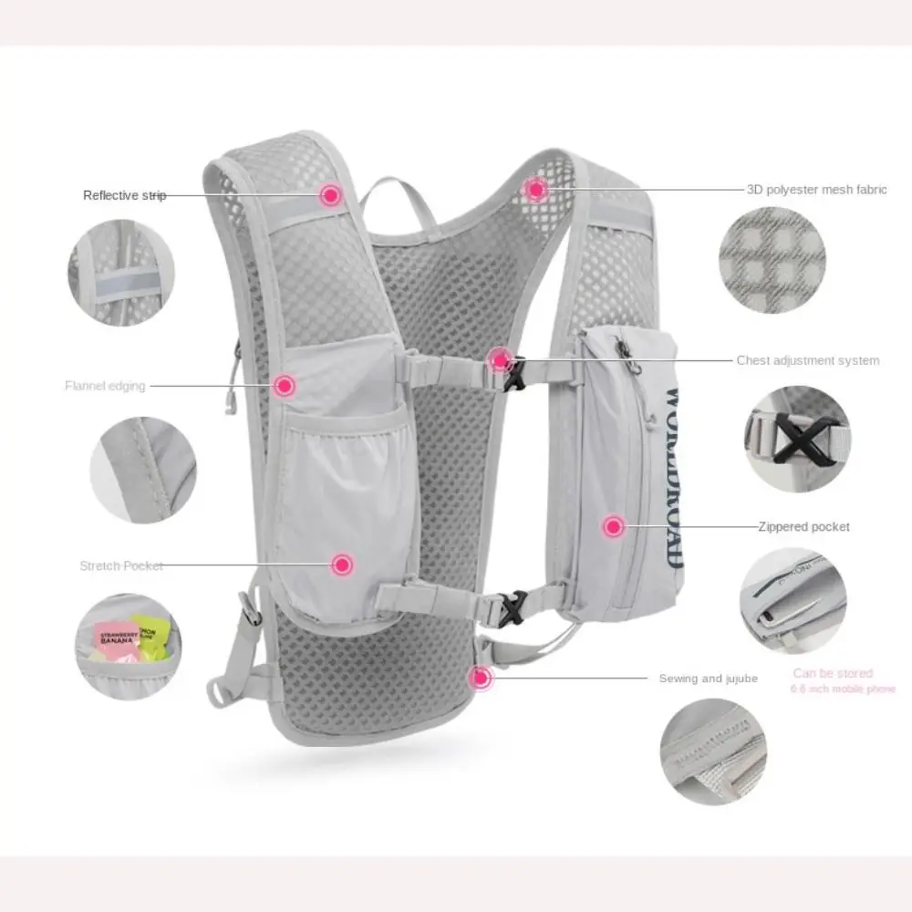Multifunctional Ultra-light Water Rucksack Bag Breathable Gym Bag Hiking Hydration Backpack Sport Bags 5L Running Cycling Vest