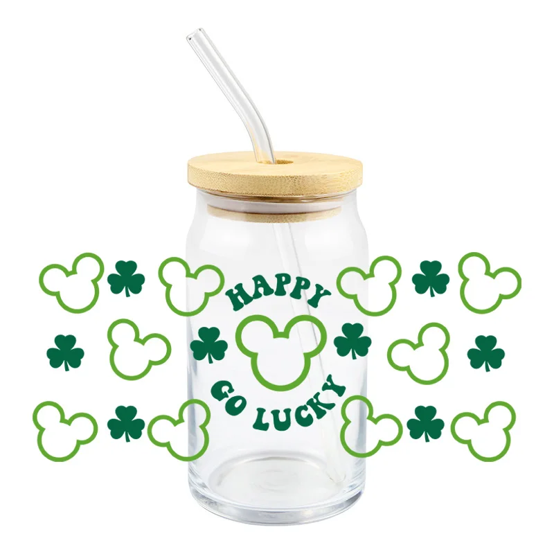 

St Patrick'S Day UV DTF Transfer Stickers For Mug Cup Wrap Fashion Green Logo Design Labels Custom Printing UV DTF Cup Wraps