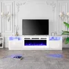 Fireplace TV Stand with Electric Fireplace, Entertainment Center with 16 Color Led Lights and 12 Flame Fireplace Insert Heater 2