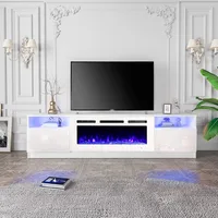 Fireplace TV Stand with Electric Fireplace, Entertainment Center with 16 Color Led Lights and 12 Flame Fireplace Insert Heater 2