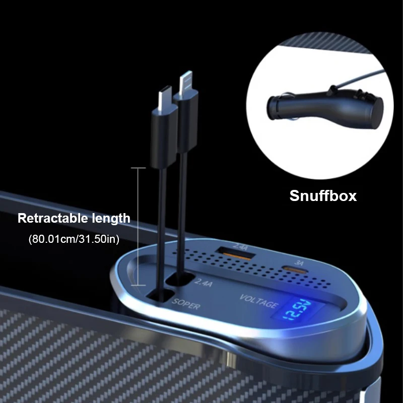 Wireless Charging Car Organizer Box with Fast Charge Cable