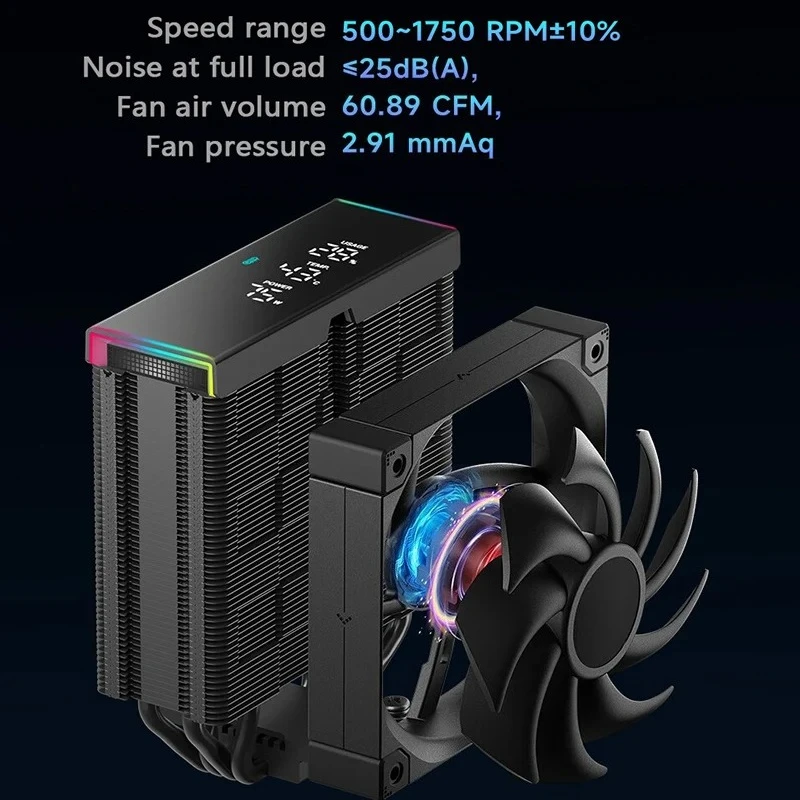 AK400 디지털 LCD 디스플레이 CPU 쿨러 4개 히트파이프 공랭식 PC 라디에이터 (LGA1700/1200 115X AM4 AM5 호환)