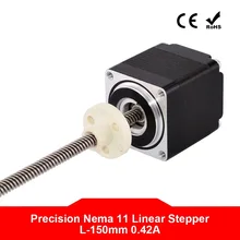 

Nema 11 External Stepper Motor Linear Actuator 32mm Stack 0.42A Lead 0.635mm/0.025" with Lead Screw Length 150mm