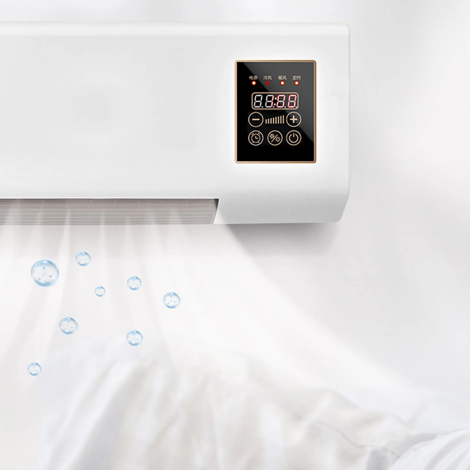 2 in 1 Portable Air Conditioning Cool Warm Dual Use Wall Mounted Heater 1800W with Remote Control for Bedroom