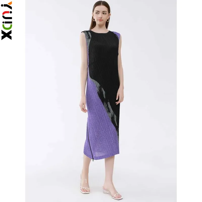 

Платье YUDX женское Плиссированное с мраморным принтом, без рукавов, на молнии сзади, модное повседневное длинное облегающее в Корейском стиле, на лето