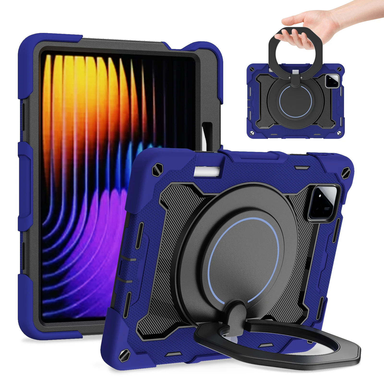Ultimate 360 Rotatable Heavy Duty Tablet Stand Case with Handle Grip and 3-Layer Shockproof Armor