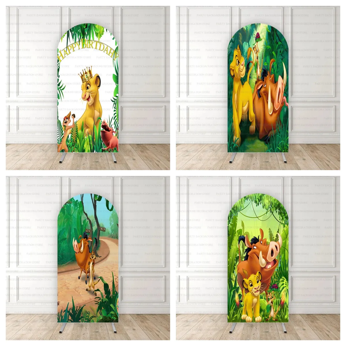 

Disney Green Forest Lion King Cartoo Simba Birthday Party Photography Princess Girl Baby Shower Arch Backdrop Background Decor