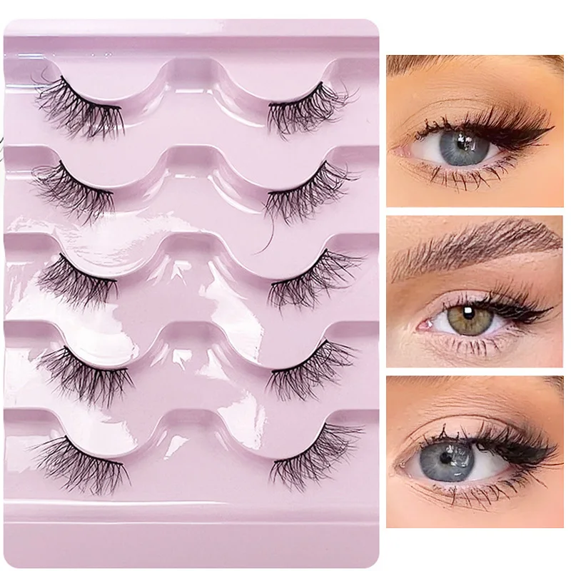 

NEW 5pairs Half Eye Lash 3D Mink Lashes Faux Wispy Natural Crisscross False Eyelashes Halves Fake Eyelash Extension Makeup Tools