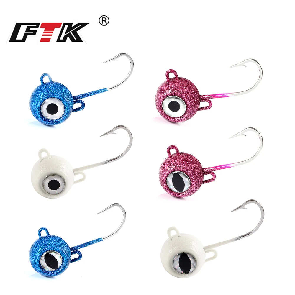 FTK Fishing Jig Head Hook 3D Eye Saltwater 120g/180g/160g Fishing Lure Deep Drop Light Swimbait for Pompano Striper Halibut Bass