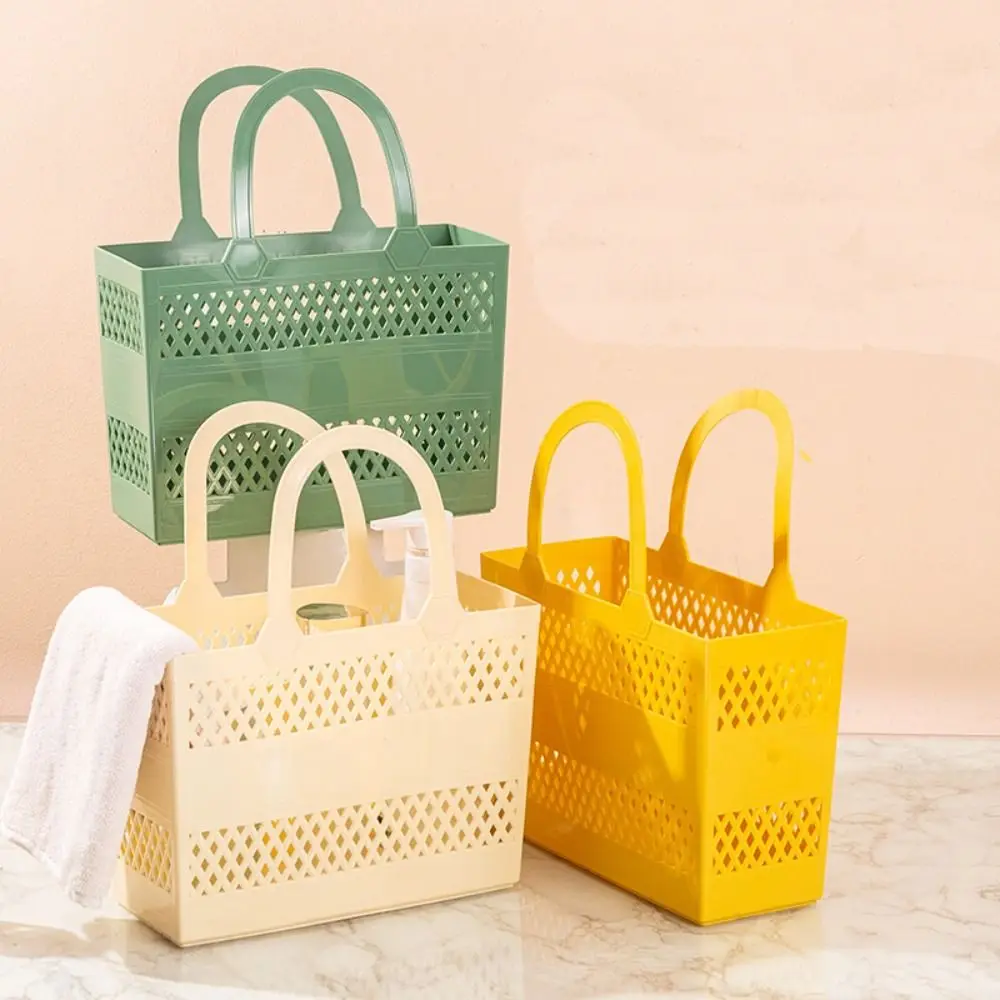 Portable Drainable Shower Basket Multifunctional Large Capacity Hollow Out Storage Basket Washing