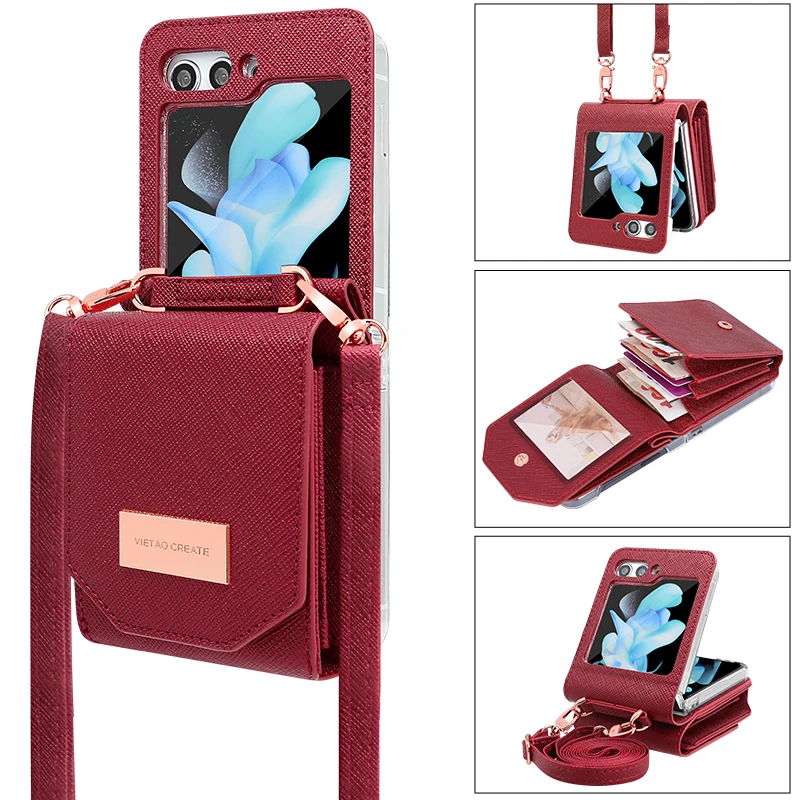 Vietao Crossbody Lanyard Mobile Phone Case with Card Slots Wallet